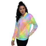 Rainbow Grid Unisex Bomber Jacket