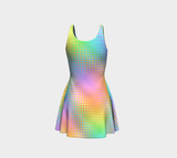 Rainbow Grid Flare Dress