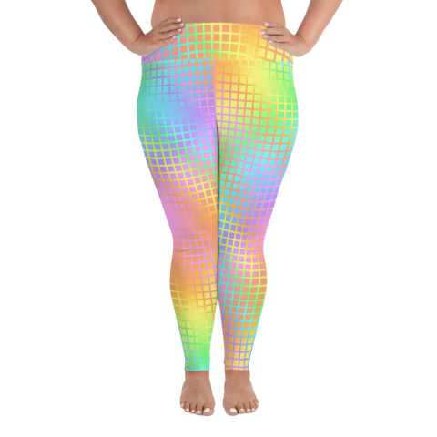 Rainbow Grid Plus Size Leggings