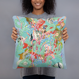 Light Blue Organism Square Pillow