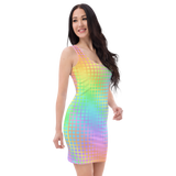 Rainbow Grid Bodycon Dress