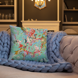 Light Blue Organism Square Pillow