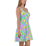 Pastel Psychedelic Squares Skater Dress