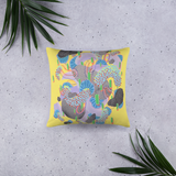 Yellow Organism Square Pillow