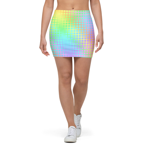 Rainbow Grid Mini Skirt