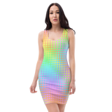Rainbow Grid Bodycon Dress
